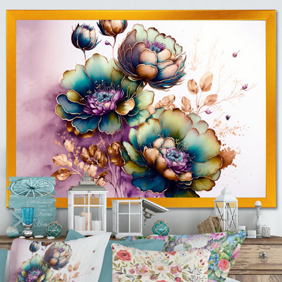 «Katalina Green and Blue Violet Floral Design II», reproduction sur toile