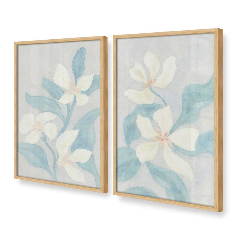 Ensemble de 2 reproductions Soft Petal Dance, 12" x 8", Framed Print, American Maple