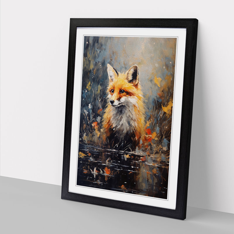 Fox Impressionism - Framed Print, 46cm H x 34cm W, Black Framed