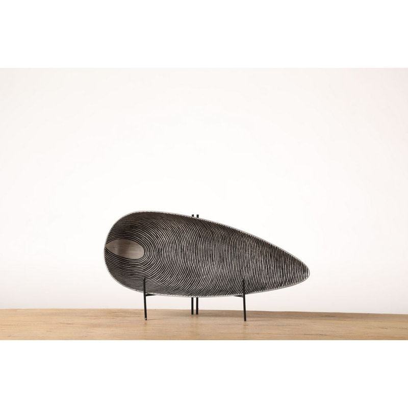 Ensemble de porte-bougie et plateau Sunburst, Noir / Gris, H 2 po x l 7 po x P 15 po