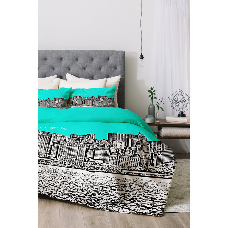Ensemble de housse de couette en microfibre Bird Ave, Aigue-marine, Housse de couette simple / simple TG et 1 taie dé
