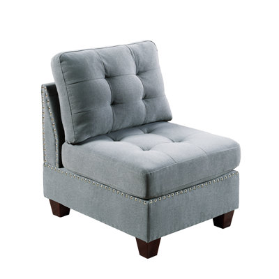 Tapis gris modulaire 2 pièces: Tissu semblable au lin et bande de chaise en bois - 2 pièces: Chaises à structure