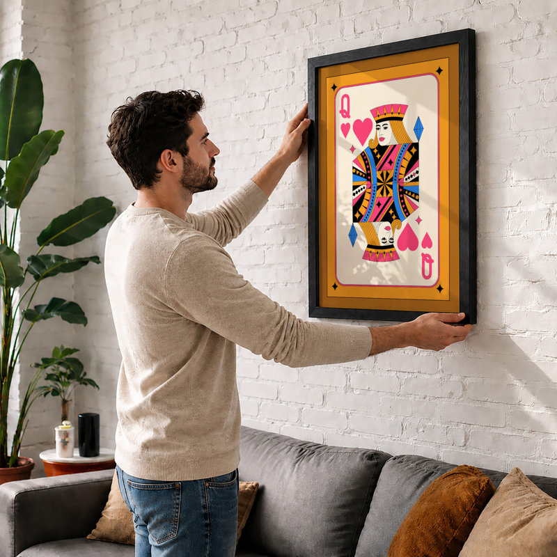 Queen of Hearts Modern - Framed Print, A3 - 42.0 x 29.7 cm, White