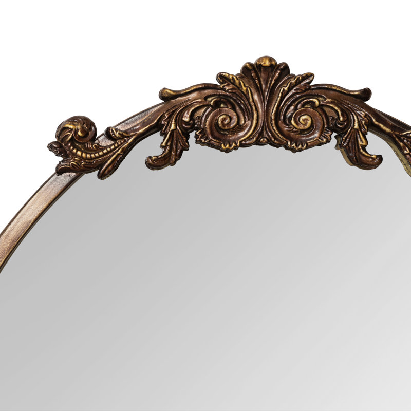 Damiere Metal Oval Mirror, Bronze