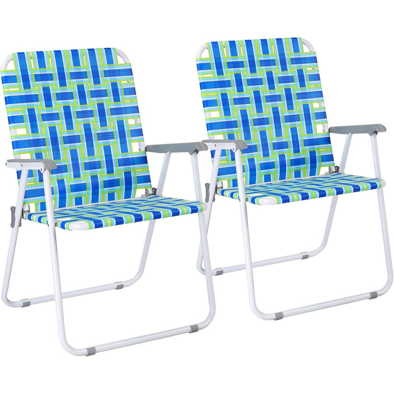Blue Metal Folding Beach Chair(Set Of 4)
