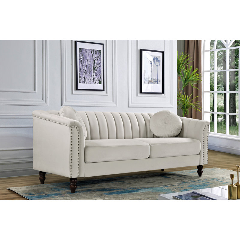 Canapé Chesterfield 75,2 po, Velours rose