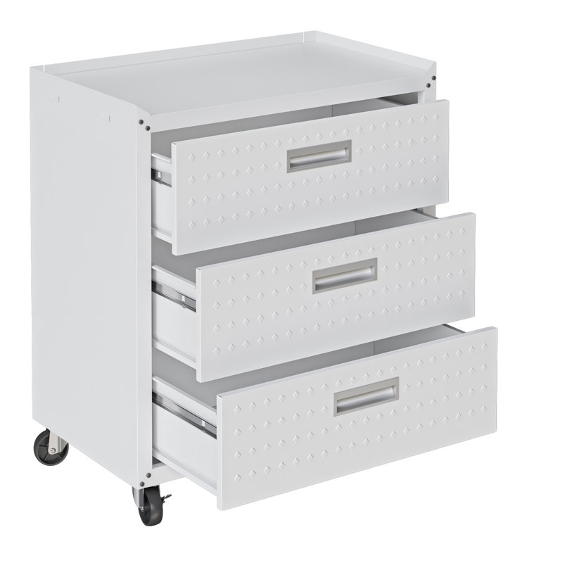 Rolling Garage Cabinet In White, White