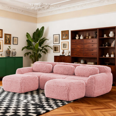 Canapé modulaire en U en forme de U avec deux repose-pieds et coussins de taille