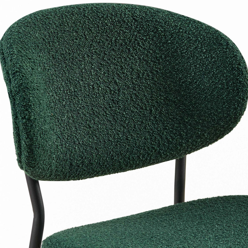 Boucle Fabric Dining Chairs, Dark Green