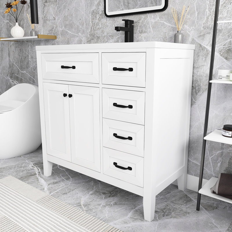 Meuble-lavabo simple 36 po avec plateau, Blanc
