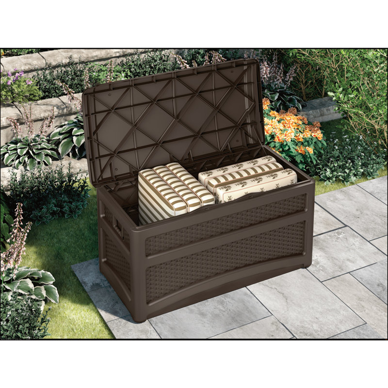 Suncast 46 in. W X 24 in. D Java Plastic Deck Box with Seat 73 gal