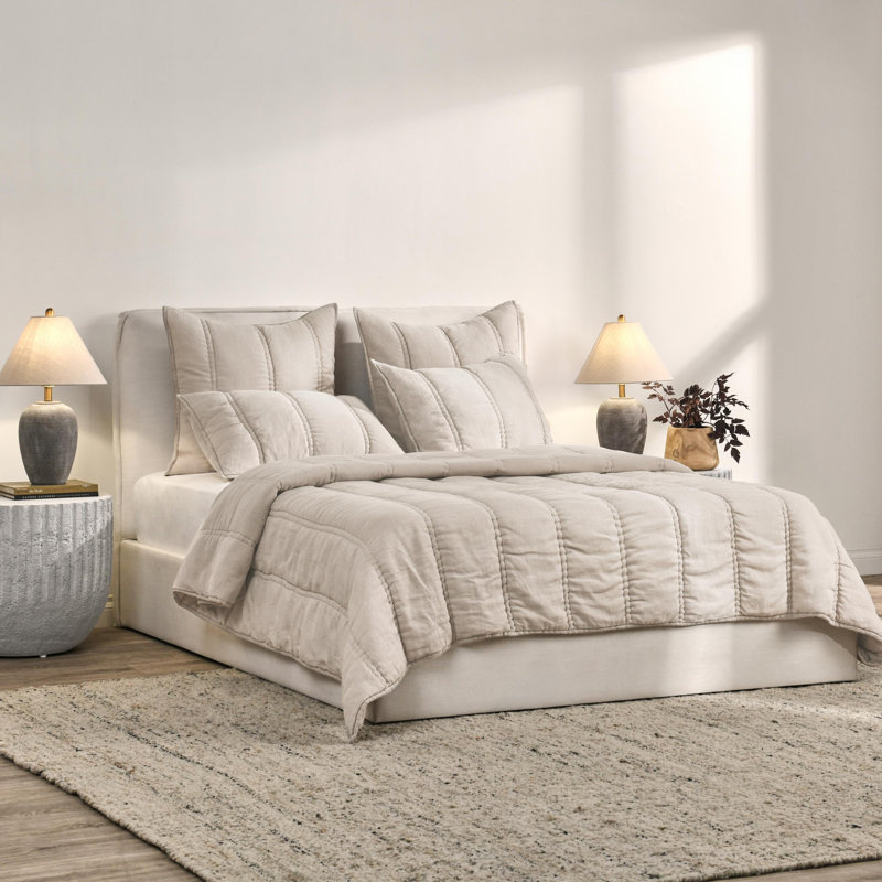 Rowen Sustainable Fabric Quilt, King Quilt, Beige
