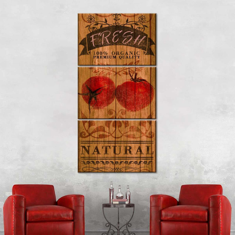 Tomates fraîches, reproduction sur toile, H 27 po x l 12 po x P 1 po