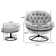 Anouk Tufted Back Type Swivel Base Accent Chair with Ottoman