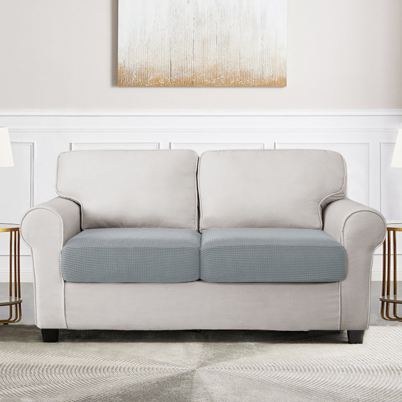 Housse pour causeuse à coussins carrés texturés, Mélange de polyester - gris clair