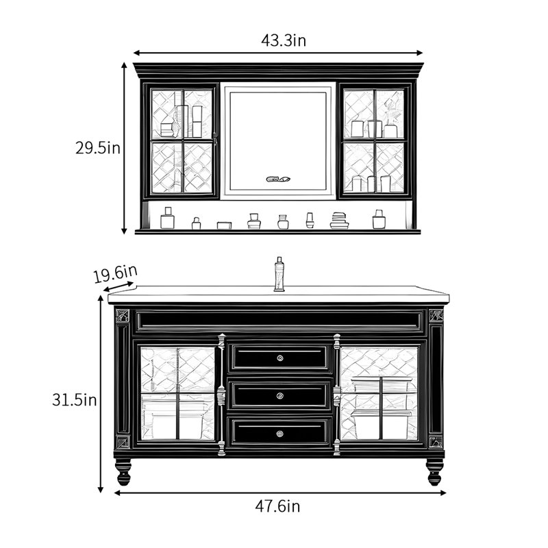 Armoire de salle de bain luxueuse rétro française