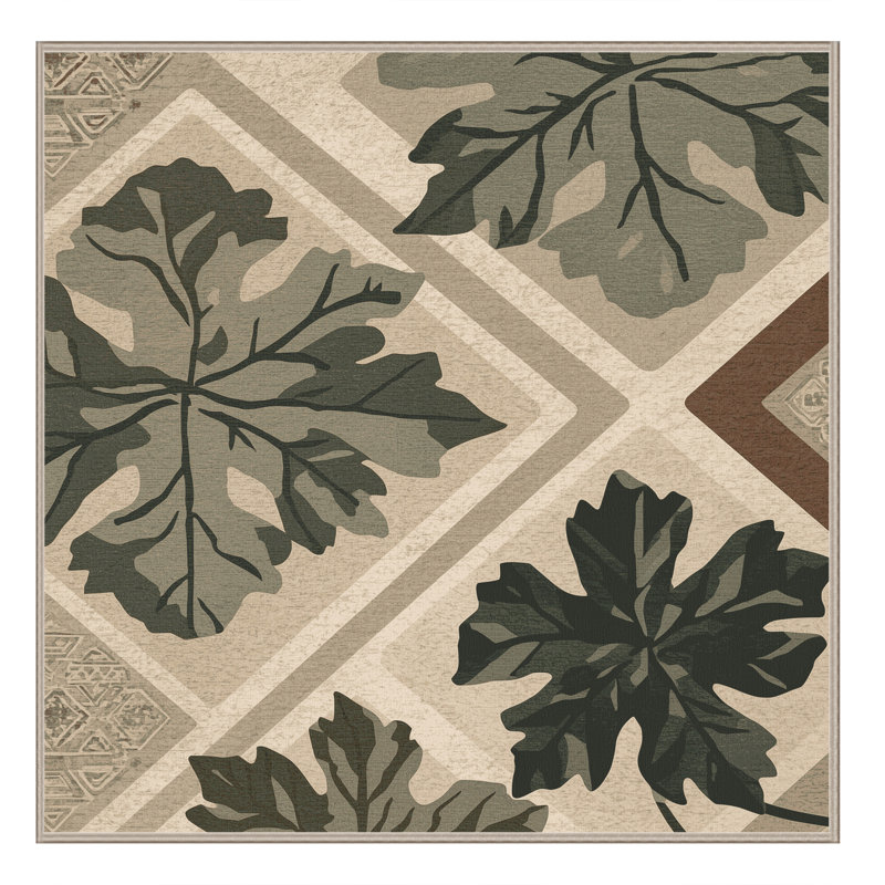 Machine Washable Ottwell Cilantro Global Inspired Geometric Shapes Rug in Beige – Beige Binding, 6' Square