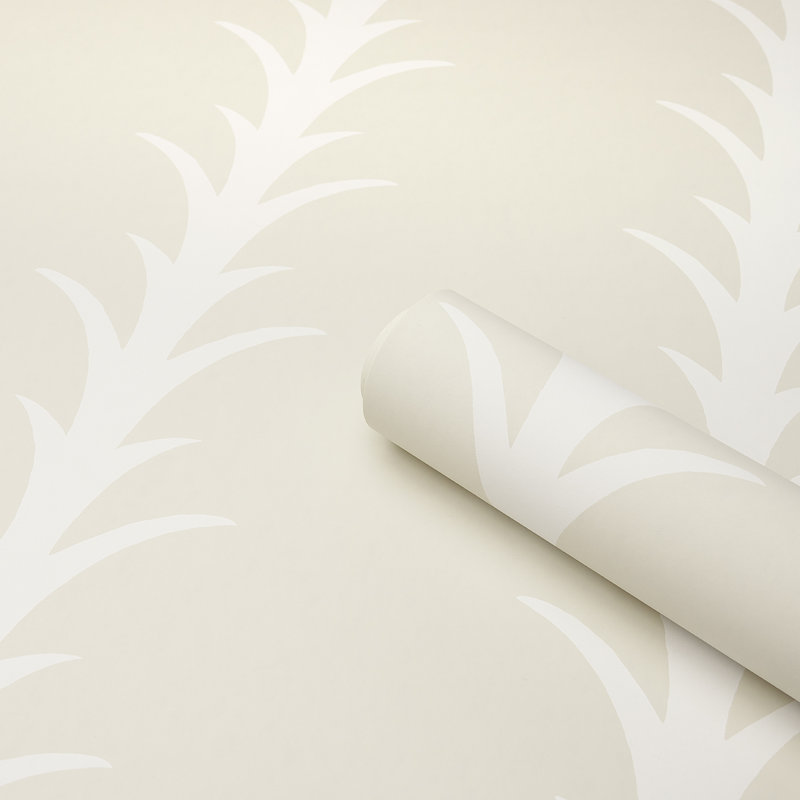 Acanthus Stripe Wallpaper, Ivory/Neutral