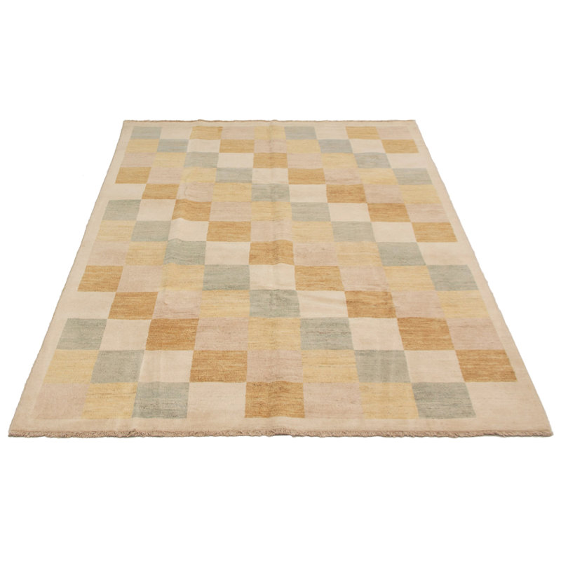 Tapis unique en laine noué à la main ivoire 6 pi 6 po x 9 pi 9 po Kalona