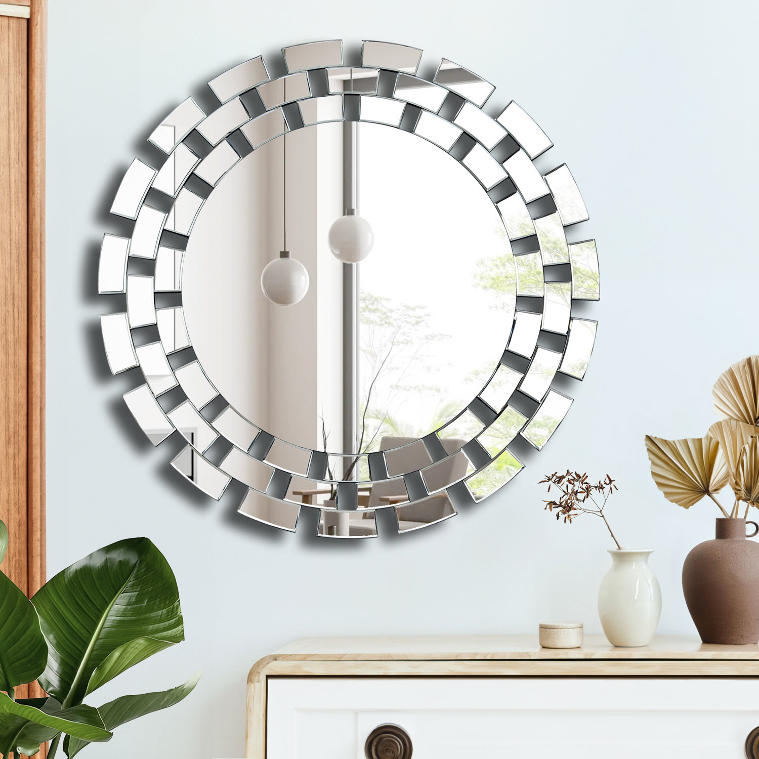 Mercer41 Quanasha Glass Round Wall Mirror | Wayfair