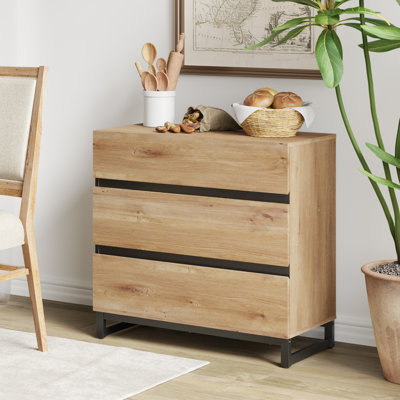 Nellie 3 Dresser For Bedroom,Modern Closet Organizers And Storage, Chest Of Drawers With Metal Base, Mid Century Wooden Dresser For Living Room, Nurse by Latitude Run