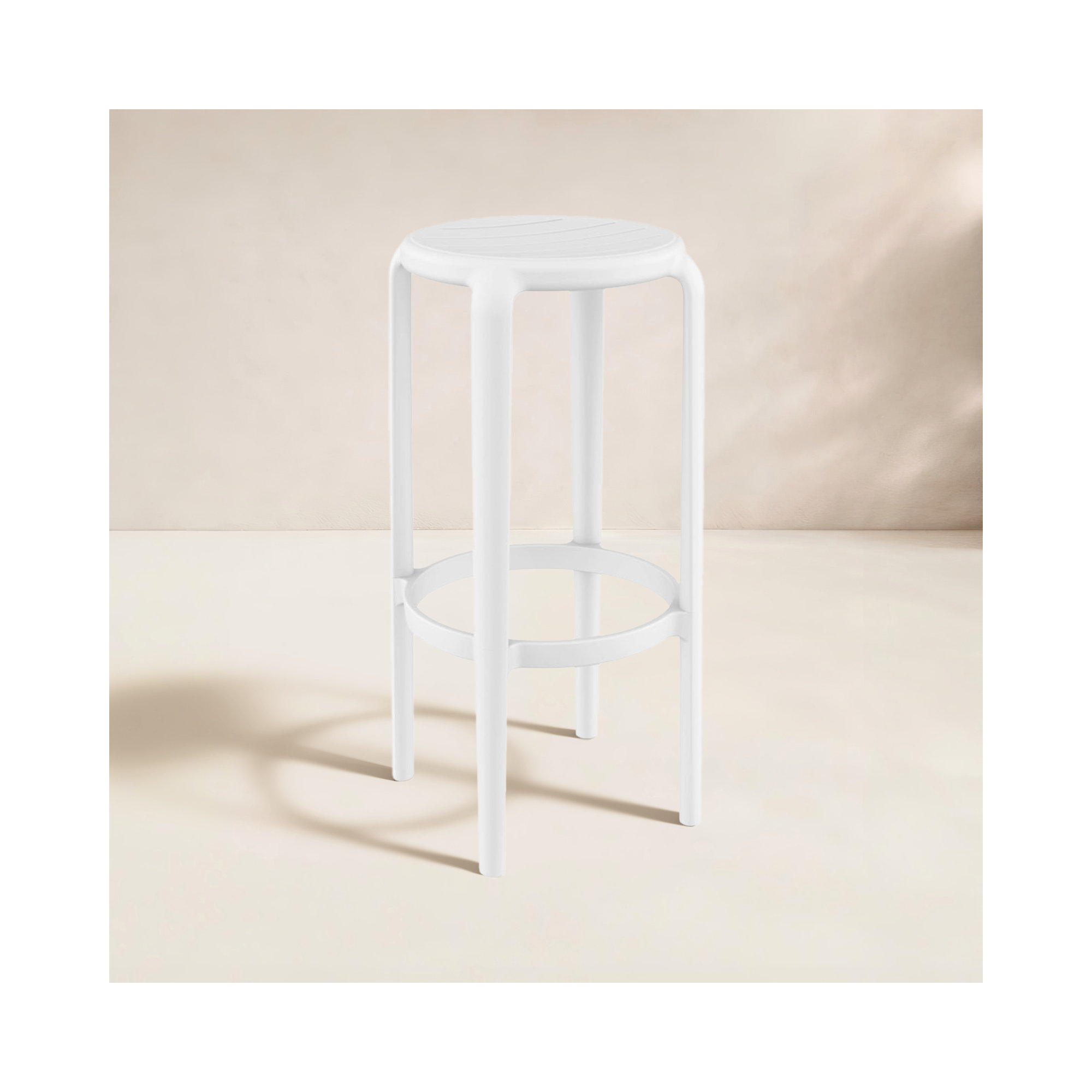 Awan Backless Outdoor Bar Stool, 29.75", White