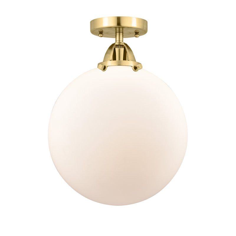 Alphonsa Glass Semi Flush Mount, No Bulb Included, Yes, Satin Gold