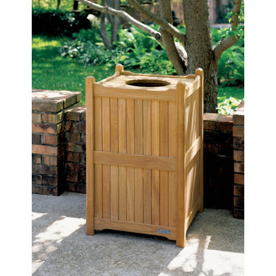 Shanda Solid Wood Open Outdoor Trash & Recycling Bin - 20 Gallons