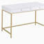 Bureau d'écriture à 2 tiroirs blanc à bordure dorée brillante