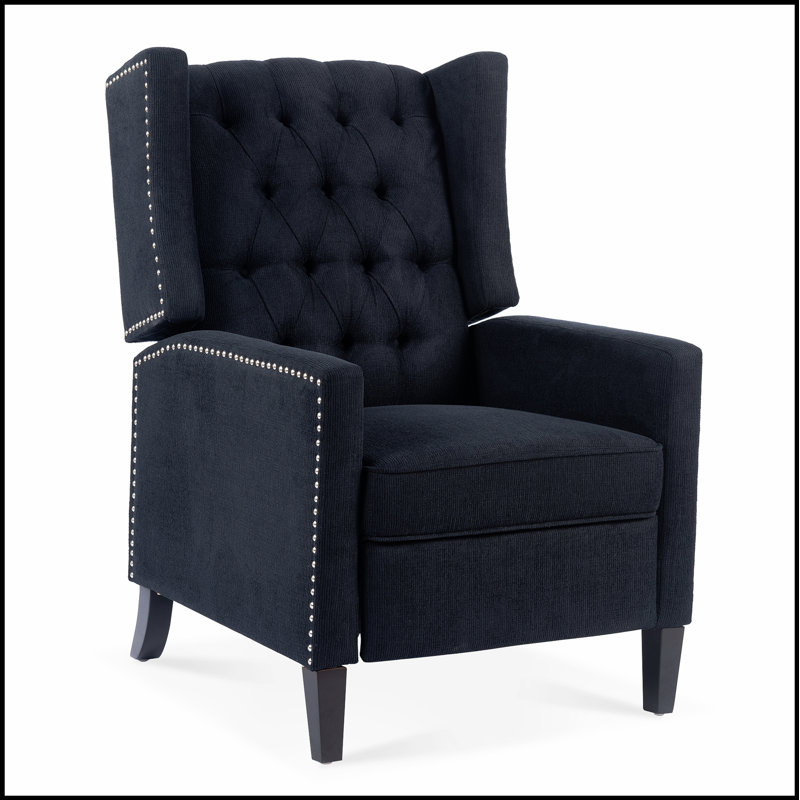Comfortable Manual Wing Chair Recliner for Relaxation and Leisure, with High-Quality Materials and Elegant Design, Black