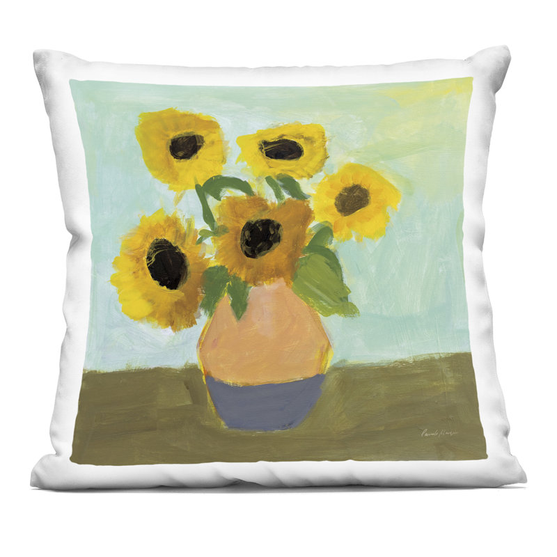 Coussin décoratif imprimé Ode to Van Gogh Sunflowers, design par Pamela Munger