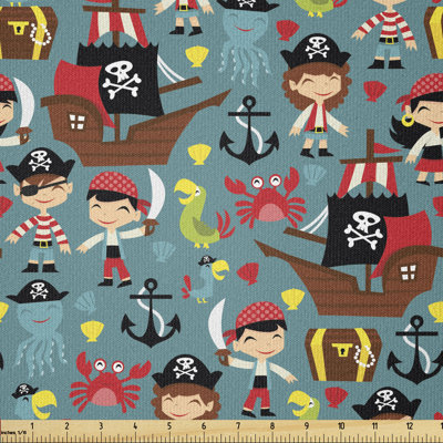 Derrie Pirate Ships in the Sea Multi-Purpose Fabric