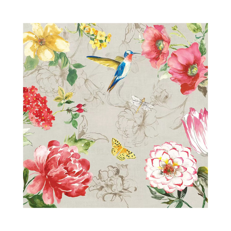 Hummingbird Botanical I by Asia Jensen - Wrapped Canvas Painting, 45.72 cm H x 45.72 cm W x 3.175 cm D