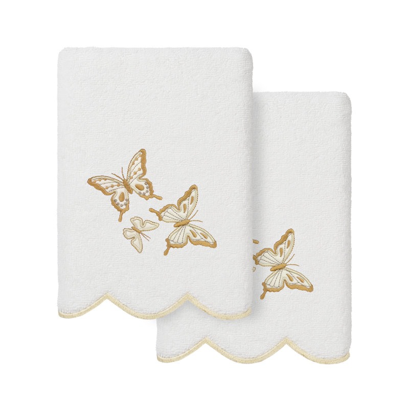 Ensemble de serviettes 3 pièces Linum Home Textiles 100% coton turc BRITNEY, Blanc / beige, Ensemble 3 serviettes de bain