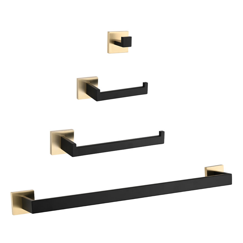 Quincaillerie de salle de bain 4 - 304, style moderne, Noir et or