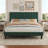 Queen Size Bed Frame, Velvet Upholstered Platform Bed with Vertical Channel Tufted Headboard,  Mattress Foundation with Strong Wood Slat, No Box Spring Needed, Easy Assembly, Green-1557283954-1557283957
