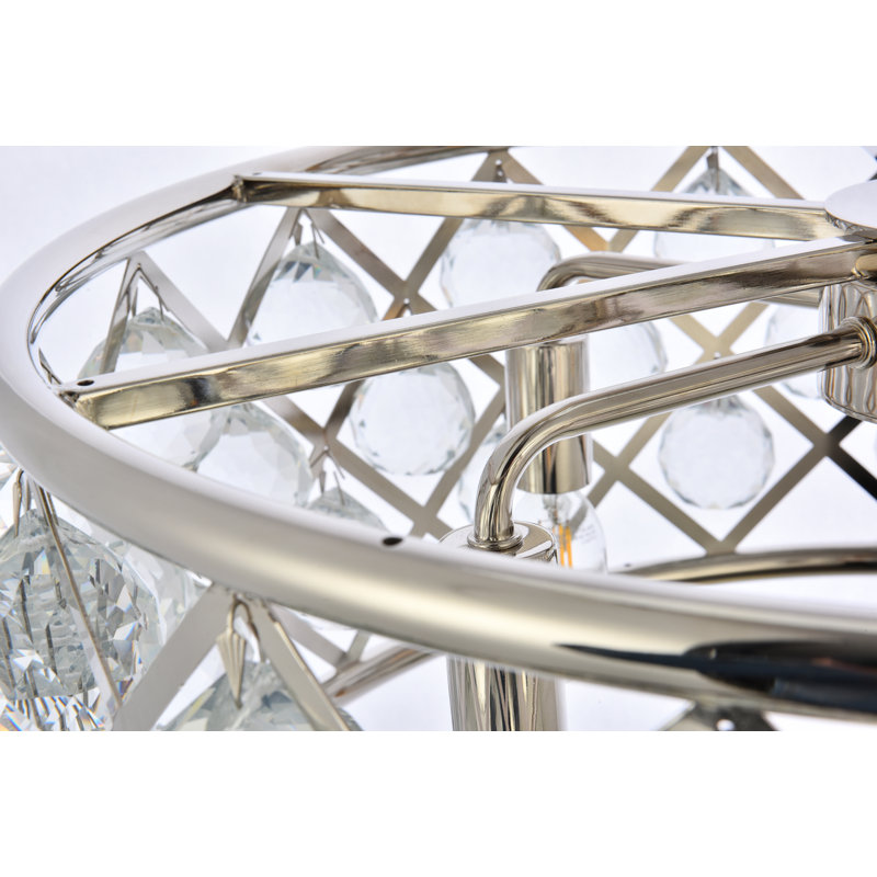 Madison 5 Lumière Tambour Pendentif, Clair comme de l'eau de roche, Nickel poli