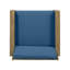 Fauteuil club en bois d'acacia Santa Ana avec coussins, brun et bleu sarcelle