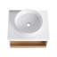 Lavabo vasque rond 24 po, meuble-lavabo mural avec rangement ouvert, finition blanche avec comptoir durable, conception moderne peu encombrante (livré dans 2 boîtes)-1213954069