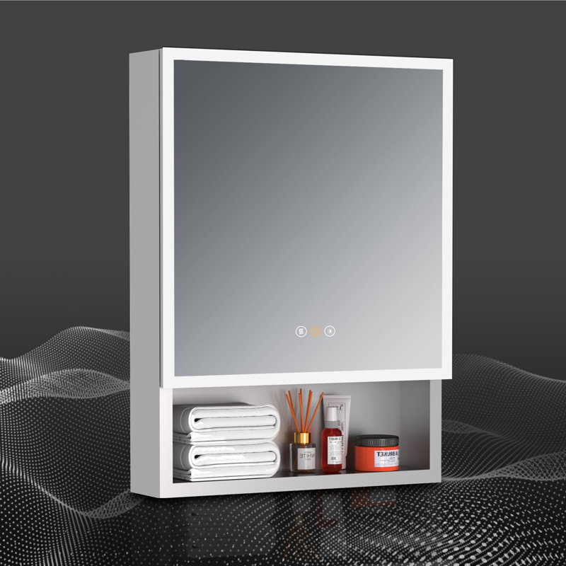 Armoire à pharmacie sans cadre avec miroir et 3 tablettes réglables sans miroir L 17 po x l 28 po Geraldo, À gauche