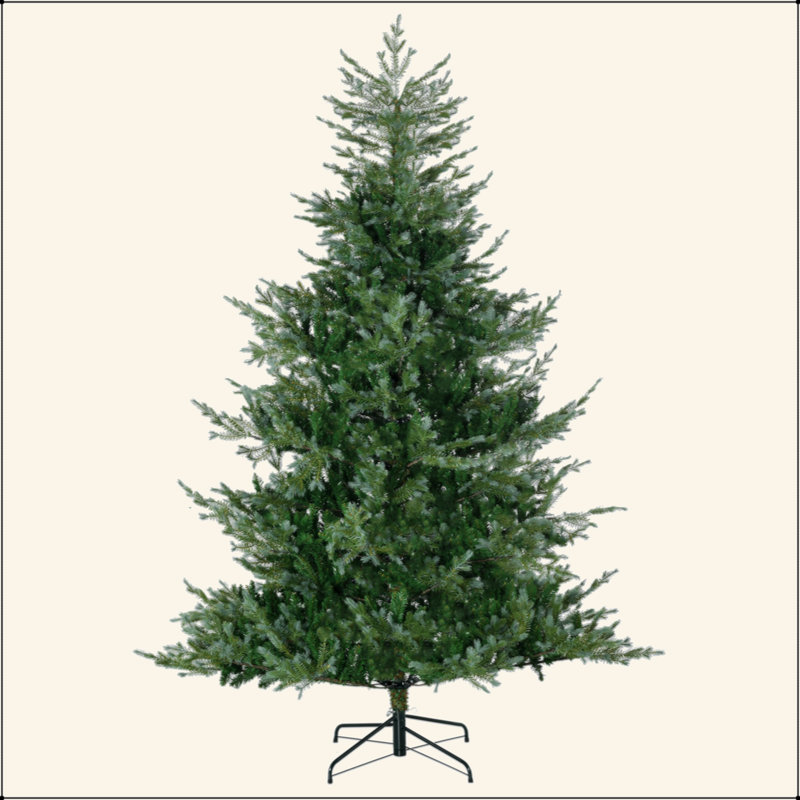 Arbre de Noël artificiel 7,5 pi avec 1288 branches, ouverture automatique, base en acier, forme large, branches faciles à façonner