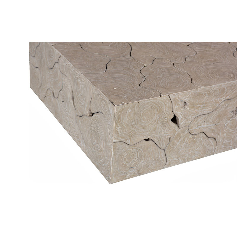 Teak Slice Coffee Table, Square, Oat Finish