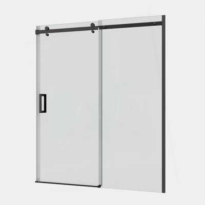 Glass Shower Door, Sliding Door, With 5/16" Tempered Glass And Matted Black Finish 4874