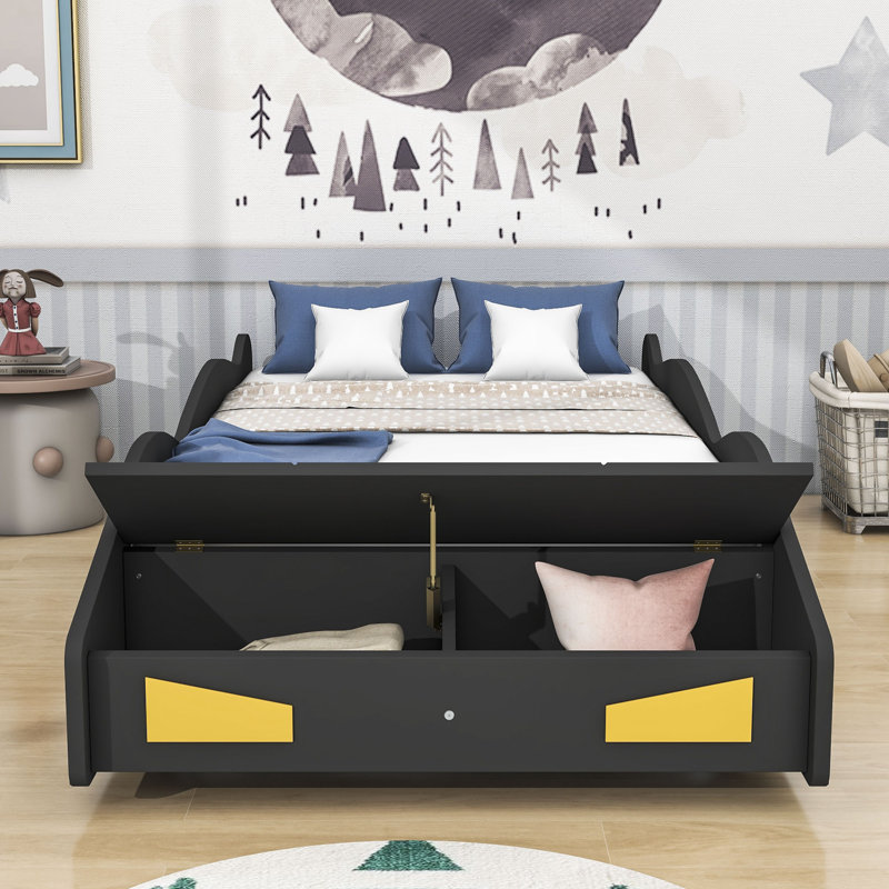 Ahna Twin Cars Bed by Zoomie Kids, Black/Yellow
