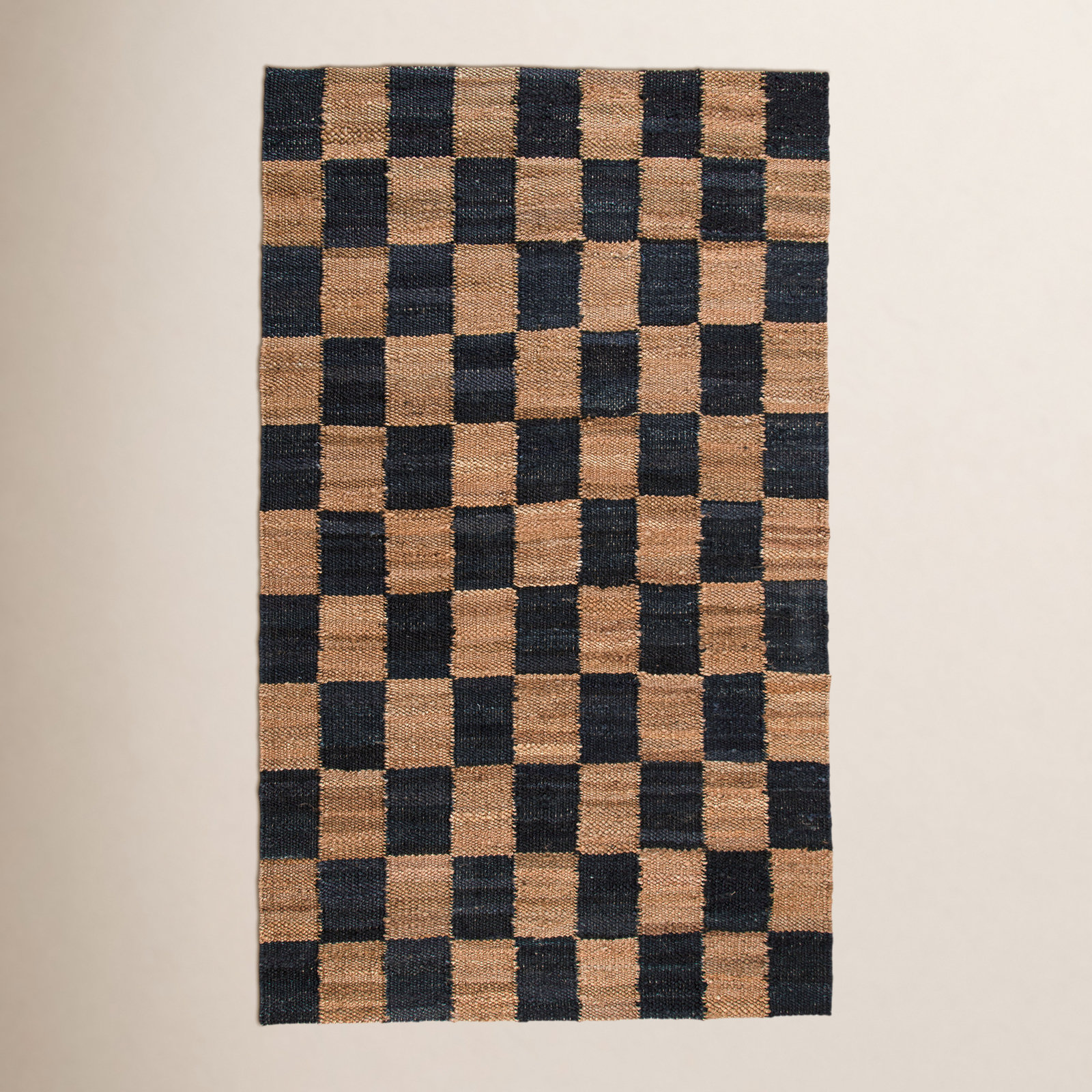 Madalene Tobacco Charcoal Checkered Jute Rug, Rectangle 8' x 10'
