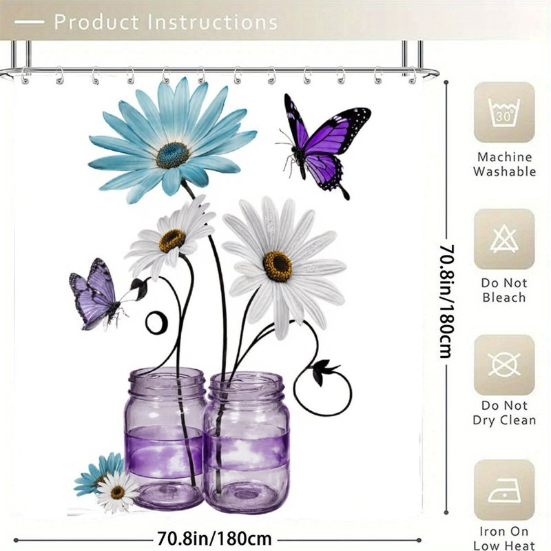 Rideaux de douche Delicate Butterfly Bloom, 71 x 71