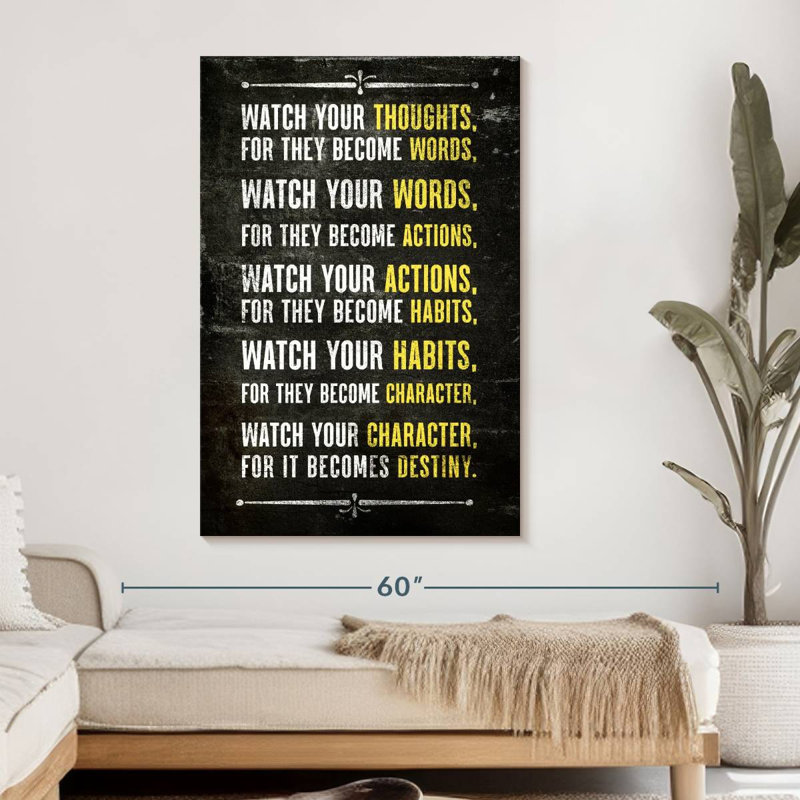 Citation célèbre sur toile, H 48 po x l 32 po x P 1,25 po