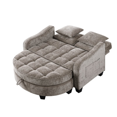Accent Chair With Storage Semicircular Ottoman