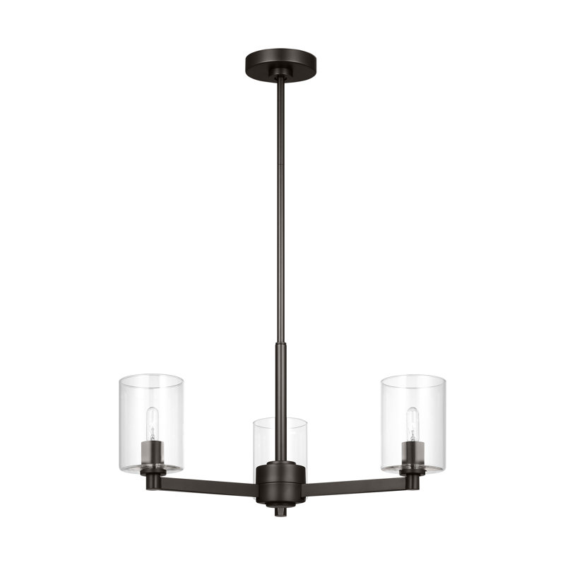 Fullton Dining Room Chandelier With Clear Shade, 10.375" H x 21.625" W x 21.625" D, Midnight Black, 3 Lights