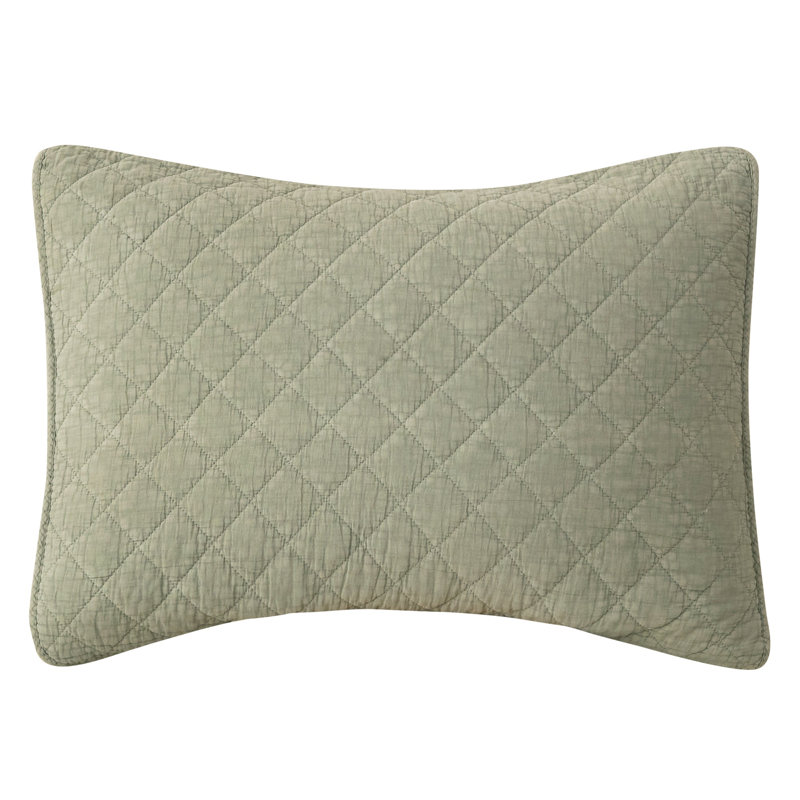 Stonewashed Cotton Gauze Solid Color Classic Casual Modern Rustic Pillow Sham, King, Celadon